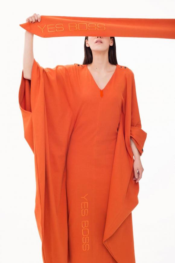 Orange maxi 'Yes Boss' dress